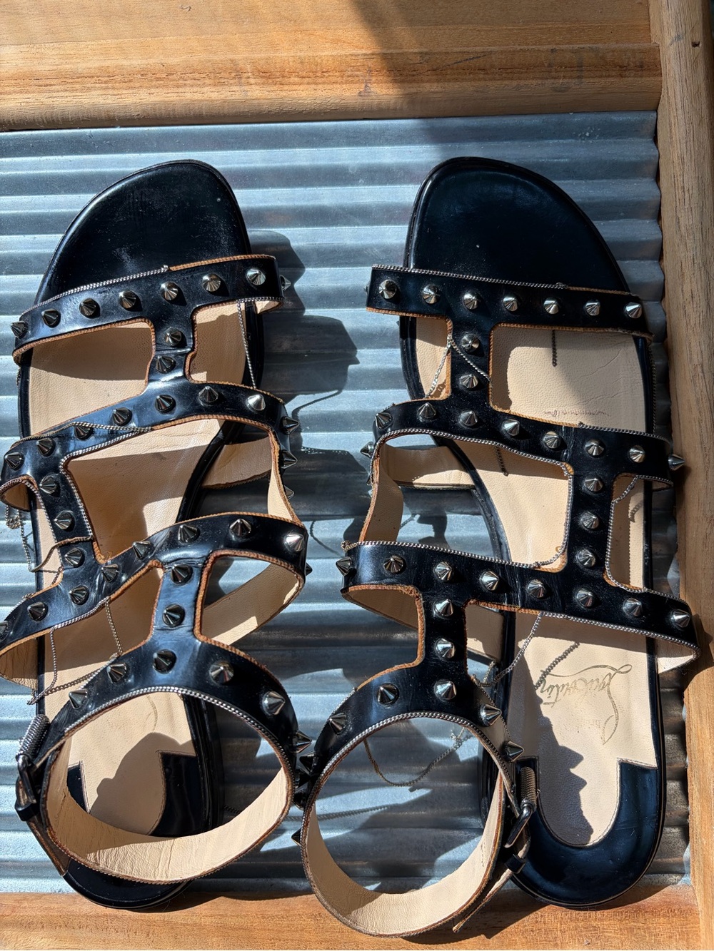 Christian Louboutin Sexistrapi Flat Jazz Spiked Gladiator Sandals - Need Repair